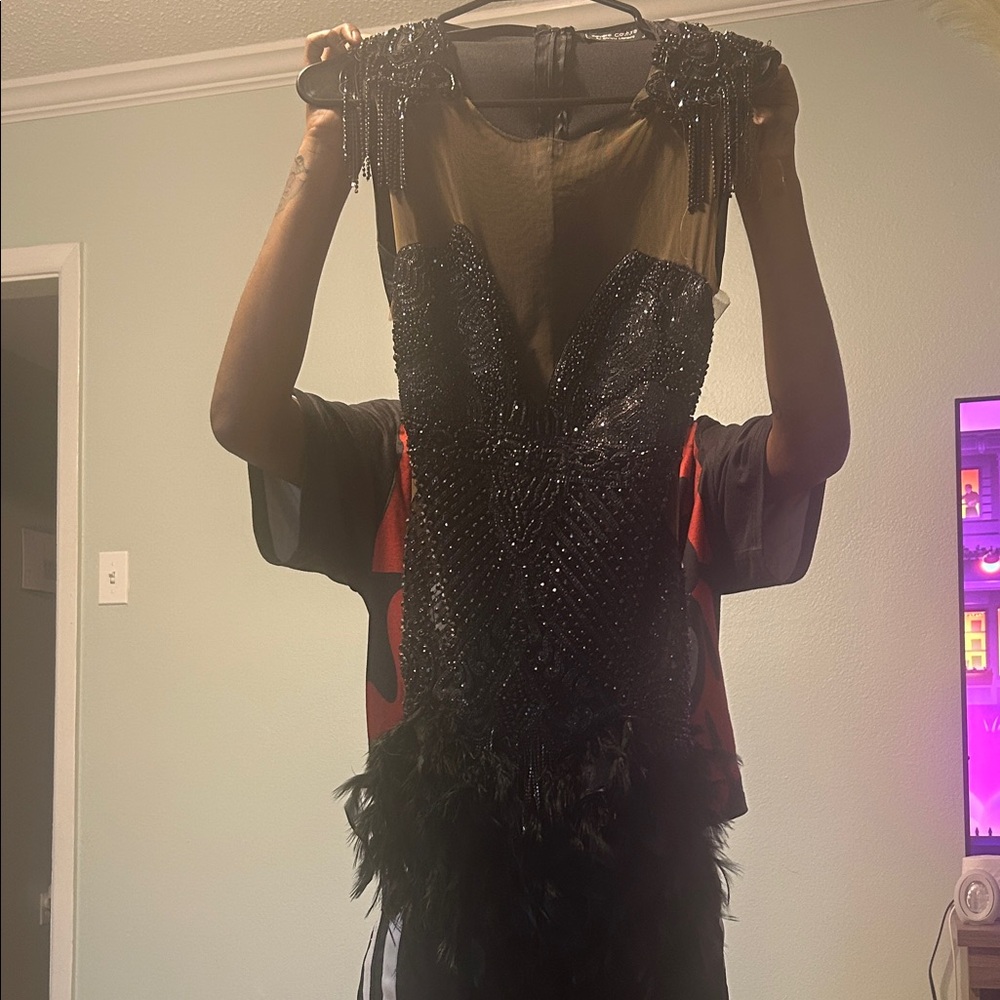 Elegant Black Beaded Dress
